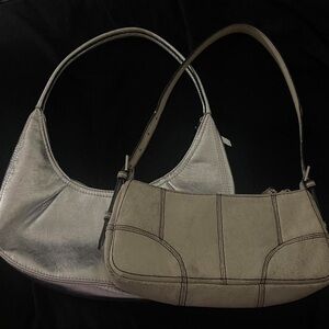 Elegant Silver and Tan Women's Handbag Set
